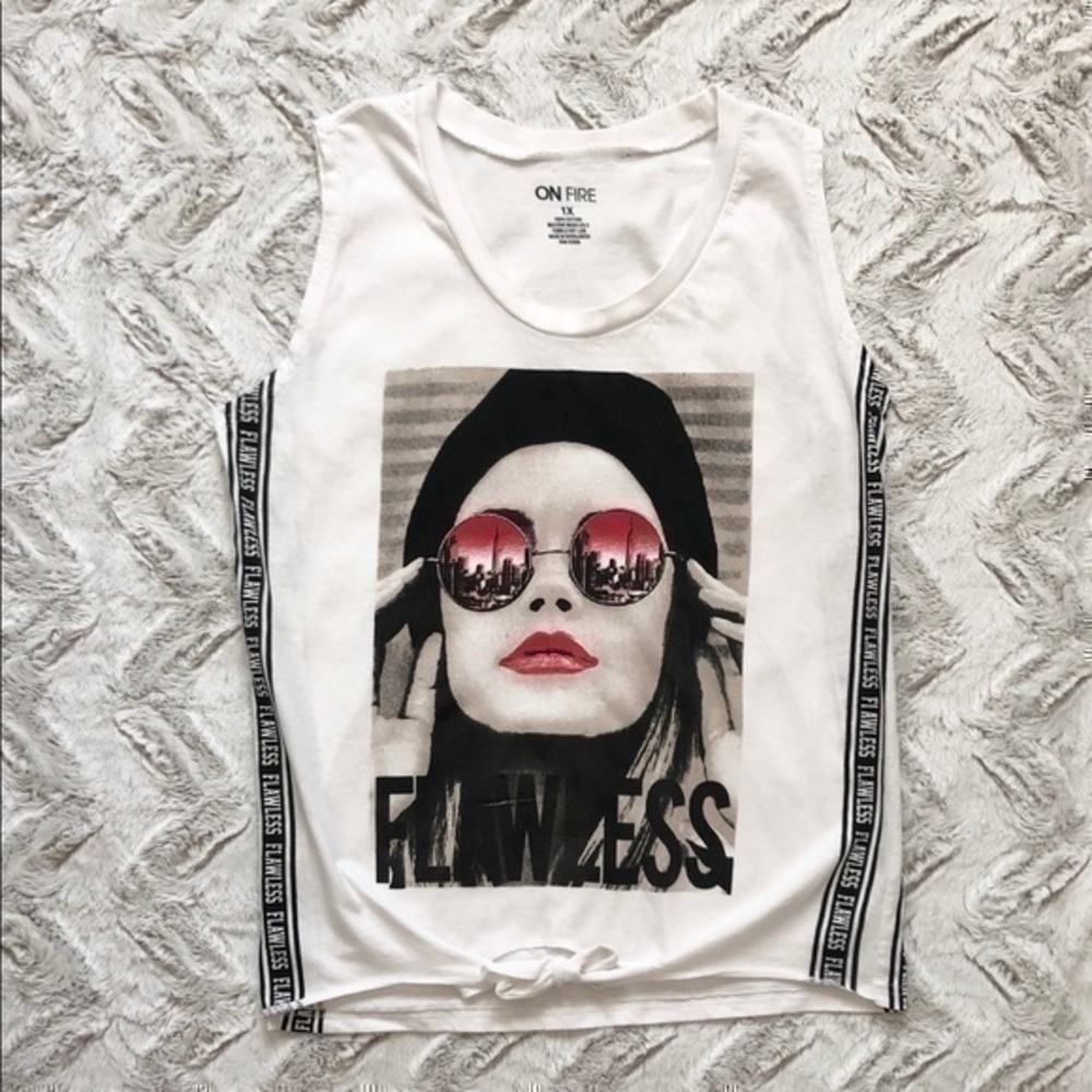 On Fire Women’s Flawless Tank Top in White - Size 1X